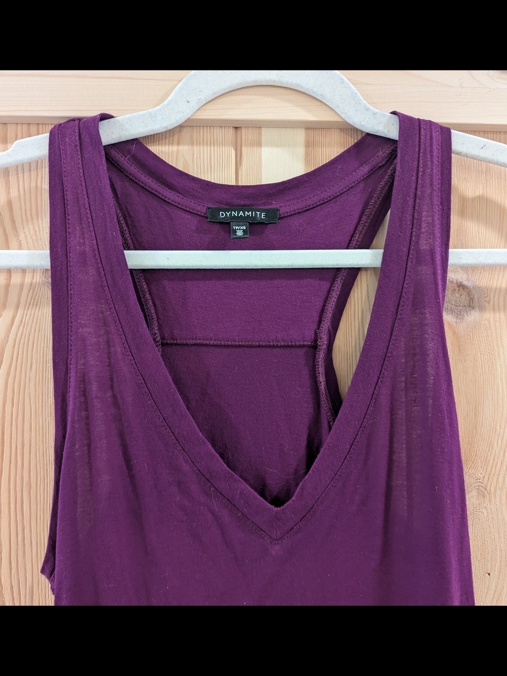 4/$40  Dynamite Purple V-Neck Racerback Tank Top - Picture 3 of 6